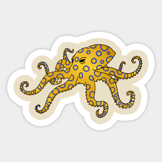 Blue-ringed octopus cartoon illustration Sticker by Cartoons of fun